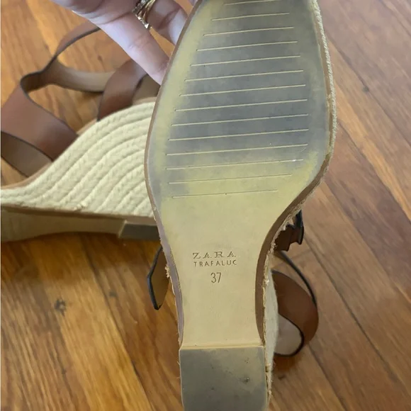 Zara Brown Leather Strappy Sandals, Sz 7 - Picture 5 of 6